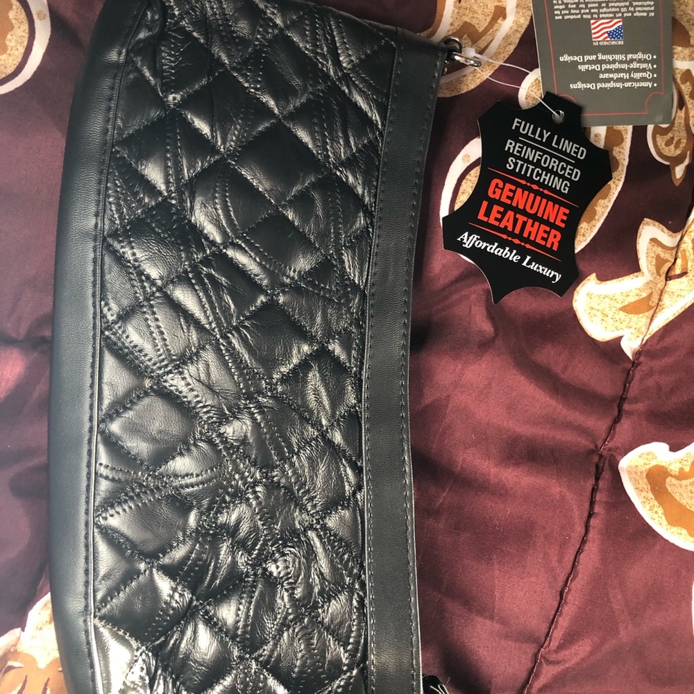Small black leather purse